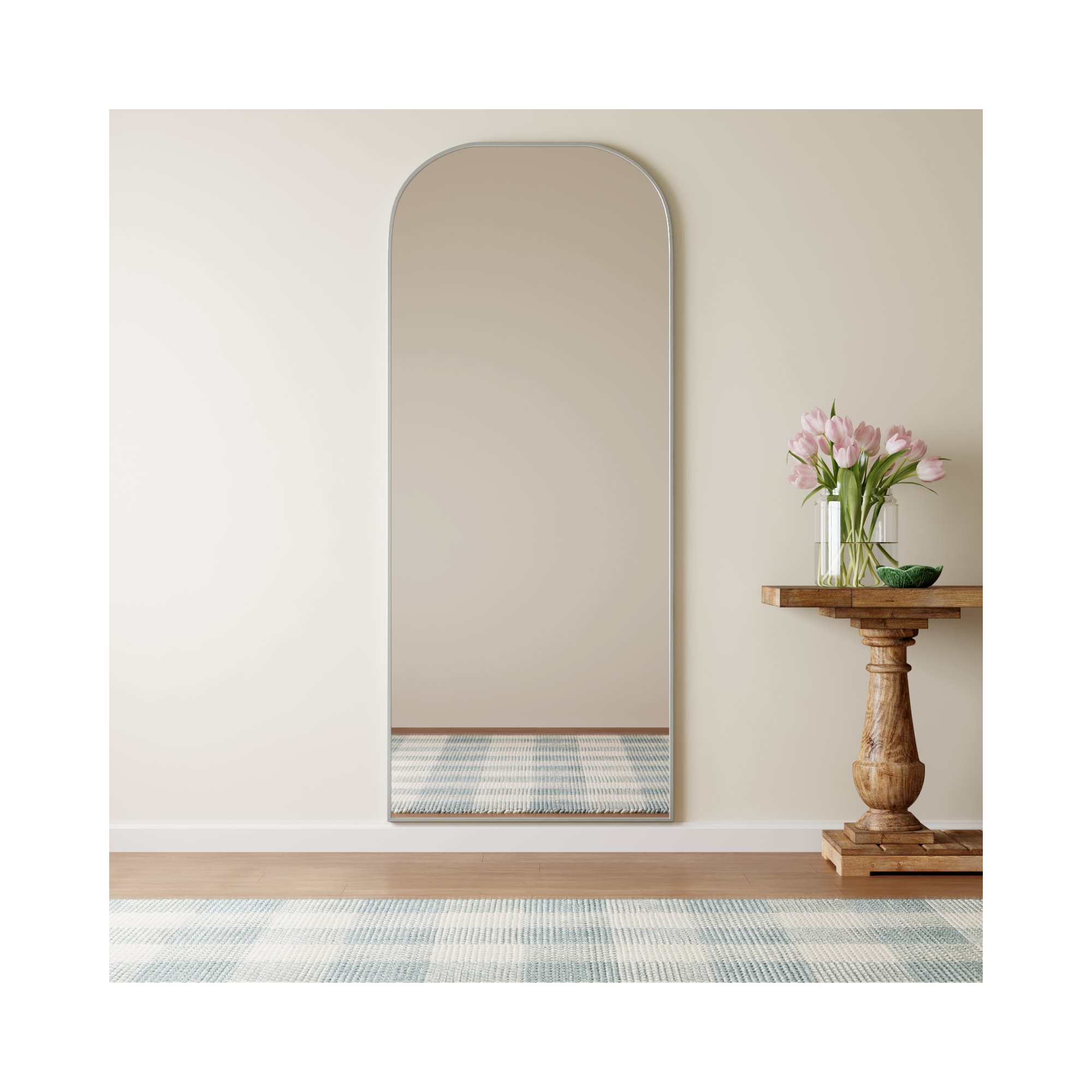 Sabine Metal Wide Arch Wall Mirror, Silver, 76" x 32"