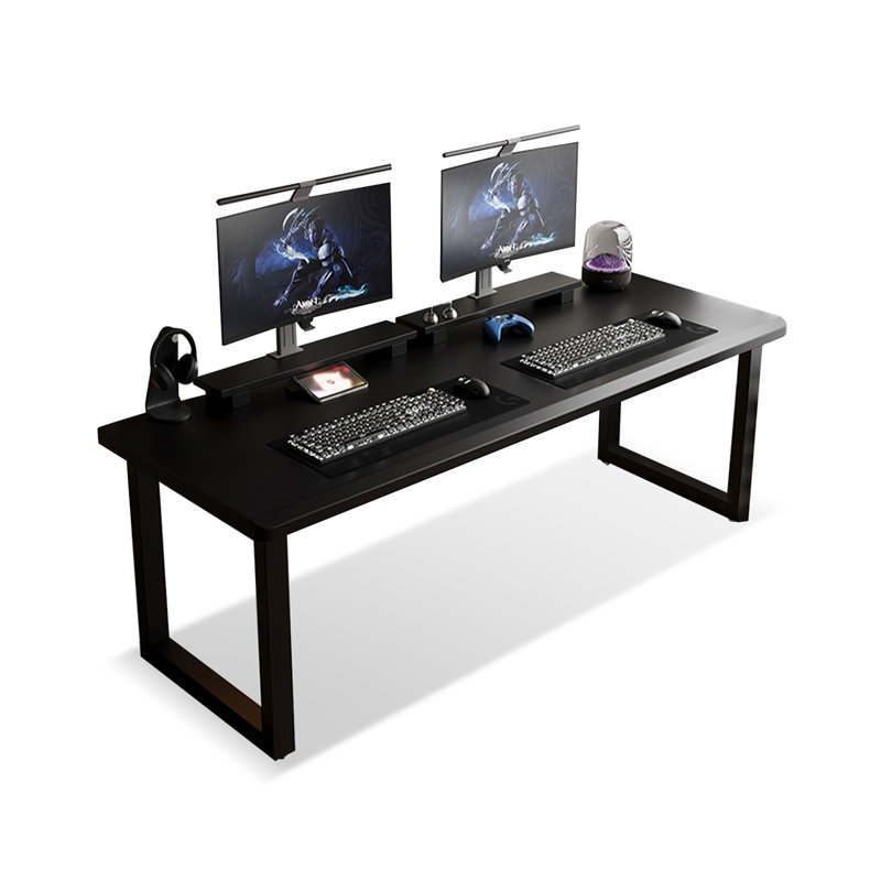 Bois massif noir rectangulaire avec bureau d'écriture, Noir, H 29,53 po x l 62,99 po x P 27,56 po