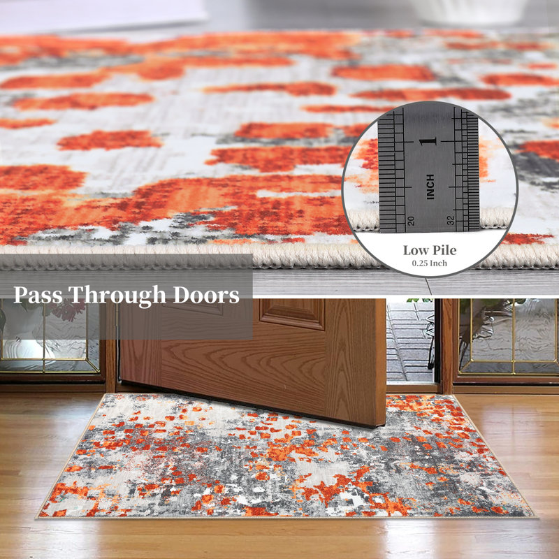 Tapis à motif abstrait moderne à poils courts de 5 po x 7 po, antidérapant et antidérapant, Rectangle 5 pi x 7 pi