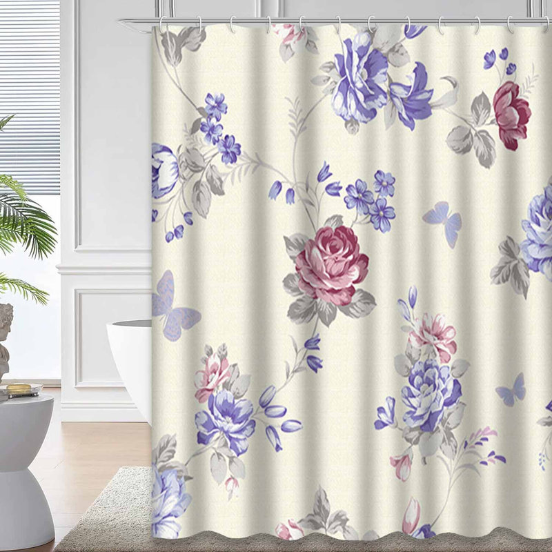 Rideau de douche avec 12 crochets Beautiful Flower, L 72 po x l 84 po