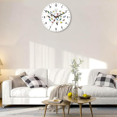 SPUNKER Clock For Bedroom,Colorful Winter Bird Kitchen Wall Clock,Red Cardinal Clocks 10 Inch Silent Non-Ticking Wall Battery Operated For Living Room Bedroom Bathroom Laundry Room Decor