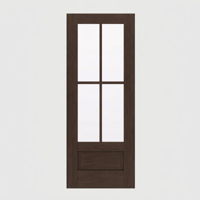96" Slab Mahogany Exterior Door, SDL 4 Lite, 3/4 Lite, 1 Panel, Unfinished