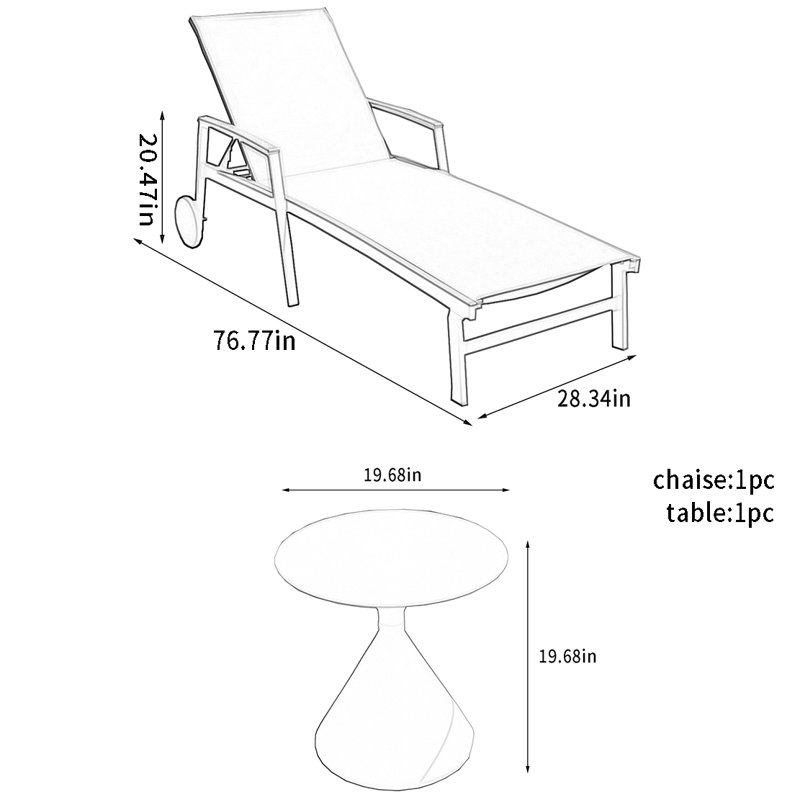 Outdoor Metal Chaise Lounge Set with Table