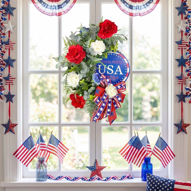 Décorations de couronne patriotique 250Th Year