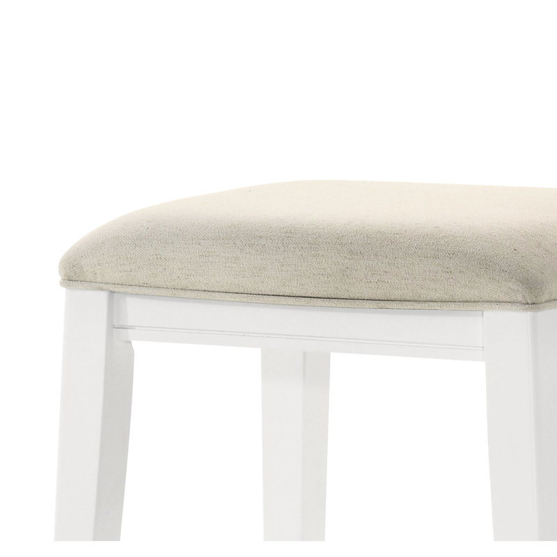 Tabouret à hauteur de comptoir 17 po avec repose-pieds rembourré blanc 17 po