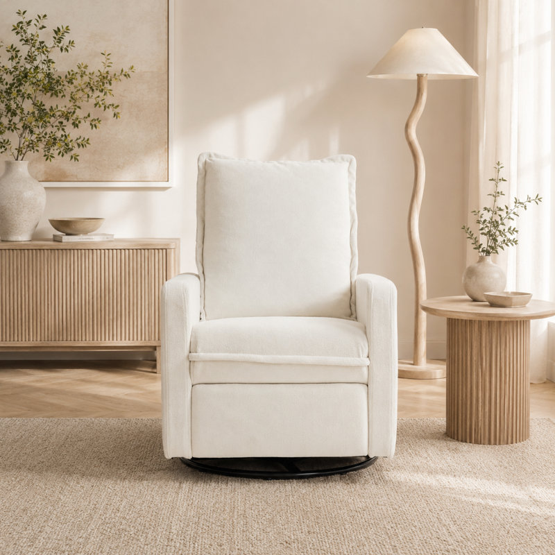 Fauteuil inclinable manuel pivotant à 360 ° - Petit fauteuil rembourré en peluche avec boucle manuelle, fauteuil de bureau