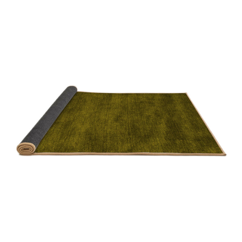 Tapis brun uni en laine et polyester tissé à la machine Dulcine, Carré 3 pi