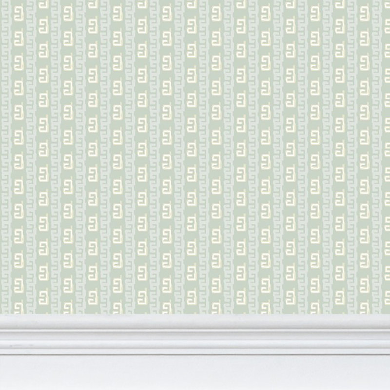 Gaga Greek Small Repeat Luxury Wallpaper, Fresh Eucalyptus, Matte Paper