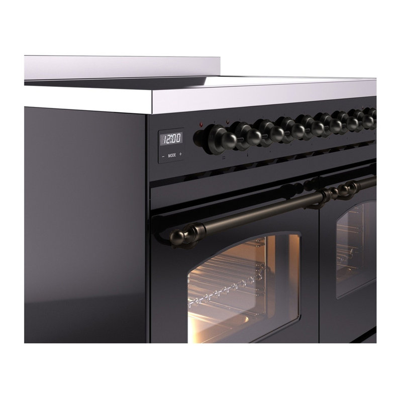 ILVE Nostalgie II 40 in Induction Range, Glossy Black/Bronze