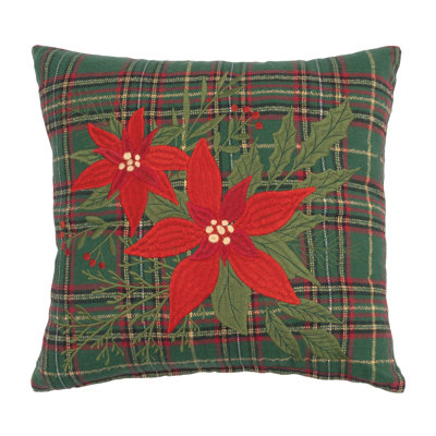 Coussin décoratif 16 po x 16 po Poinsettia