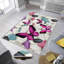 Tapis mauve / blanc / bleu en polyester tissé à plat Efren-514798095