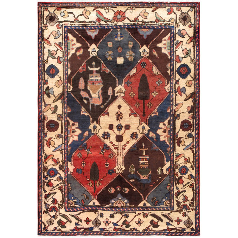 Vintage One-of-a-Kind Rectangle 4'4" X 6'5" Hand Knotted Area Rug