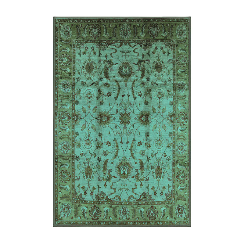 Tapis oriental en laine / polyester tissé à la machine en turquoise / brun, Tapis de couloir 2 pi x 5 pi