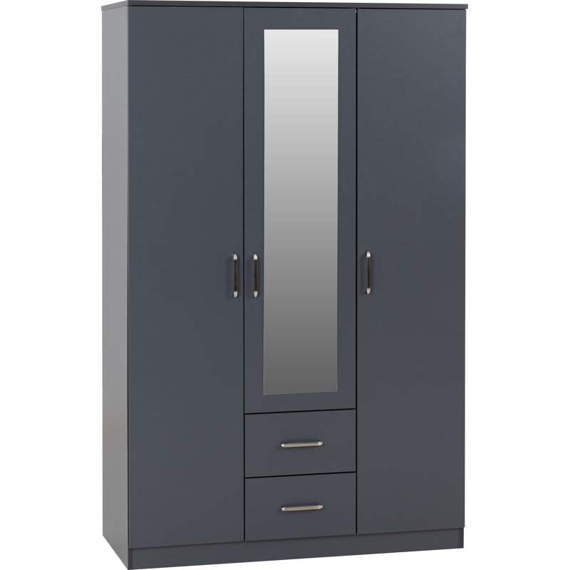 Tarves 3 Door Manufactured Wood Wardrobe, Dark Grey