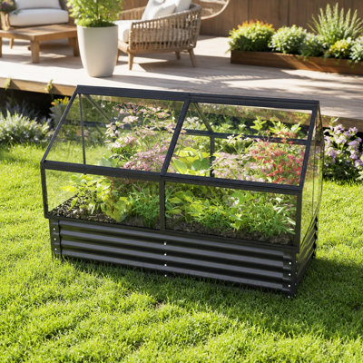 Grande serre et jardinière surélevée pour l'extérieur, bac à légumes 68,7 po x 45 po x 51,5 po