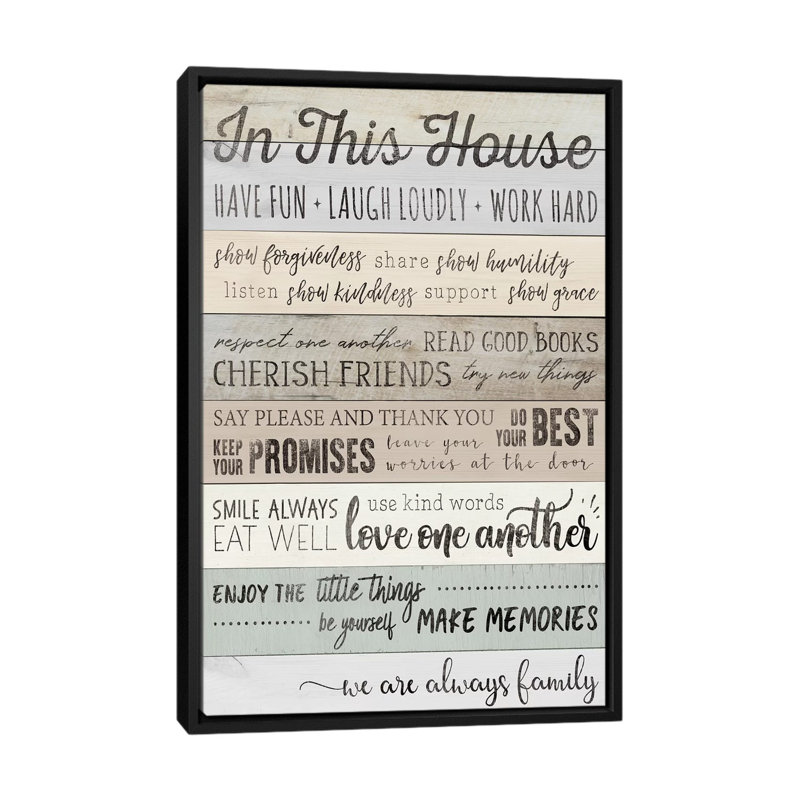 «In This House», reproduction d'impression sur toile tendue, H 26 po x l 18 po x P 1,5 po, Toile avec cadre noir