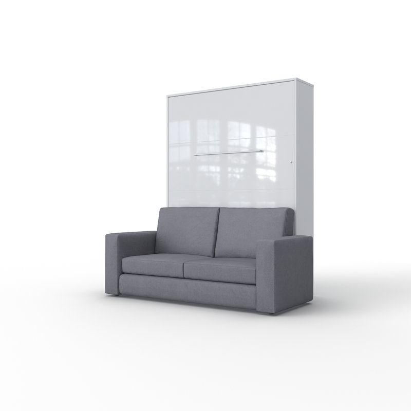 Ayvri Upholstered Murphy Bed, White/Grey