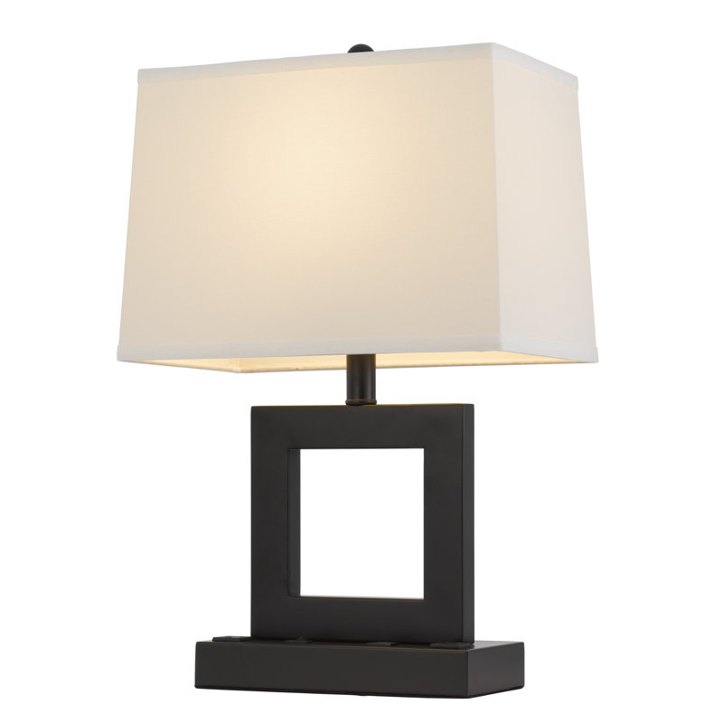 Lampe de bureau 21,5 po noire avec prise USB et prise