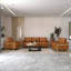 Ensemble de canapé 3 pièces rembourré en cuir avec base en acier inoxydable doré Collection Celaeno-2079329053
