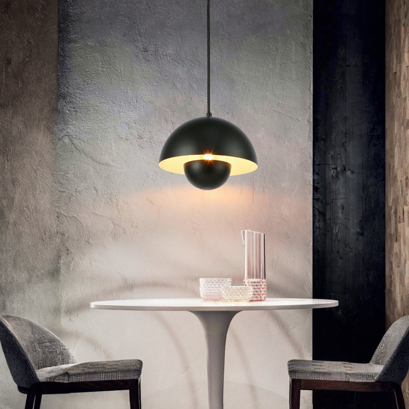 Modern 9" Black Kitchen Island Mini Pendant Light, Matte Metal Dome Hanging Ceiling Light Fixture for Kitchen Island, Dining Room, Bedroom