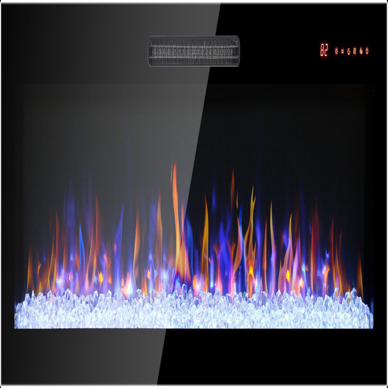 60" Ultra Thin Electric Fireplace Heater Tempered Glass Remote Control Freestanding/Wall-Mounted