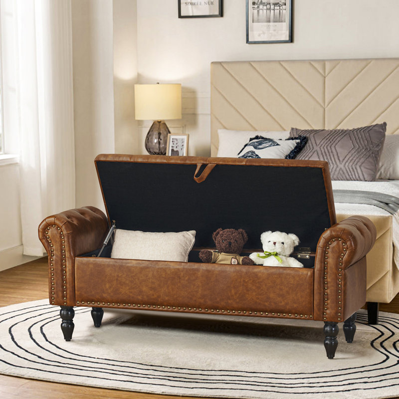 Desautel Upholstered Storage Bench, Brown
