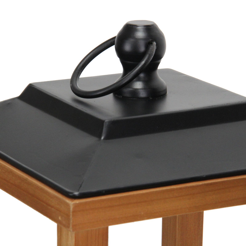 Vivora Wood & Metal Open Side Lantern, 20.5" H x 8" W x 8" D