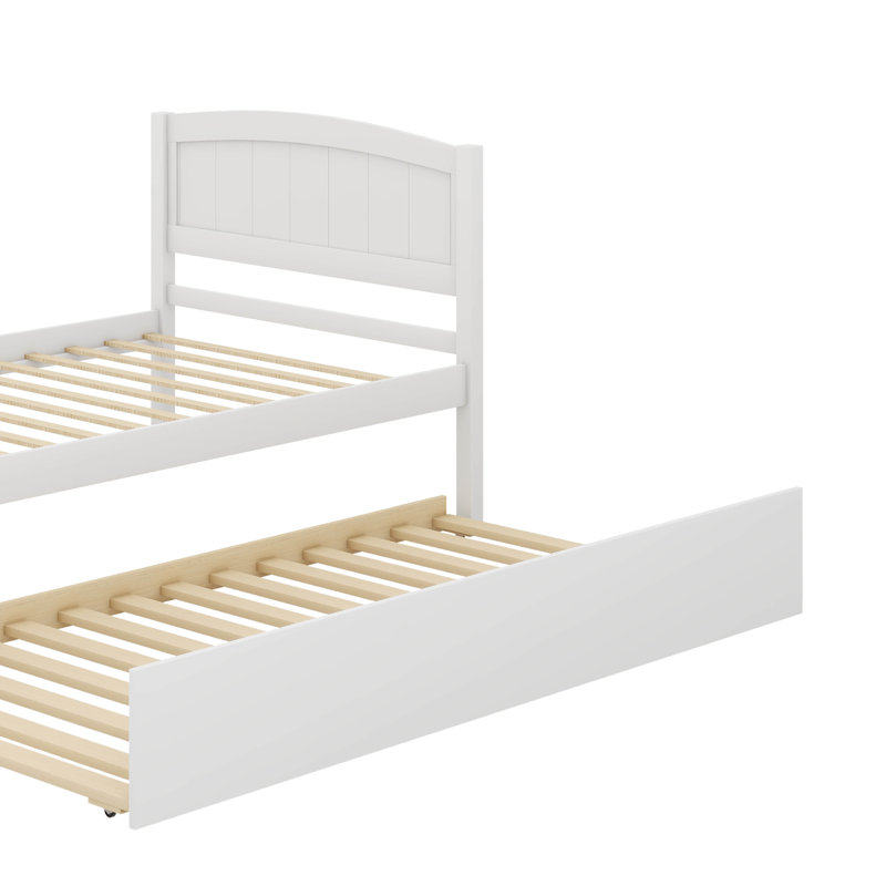 Lit plateforme simple avec lit gigogne escamotable, Blanc