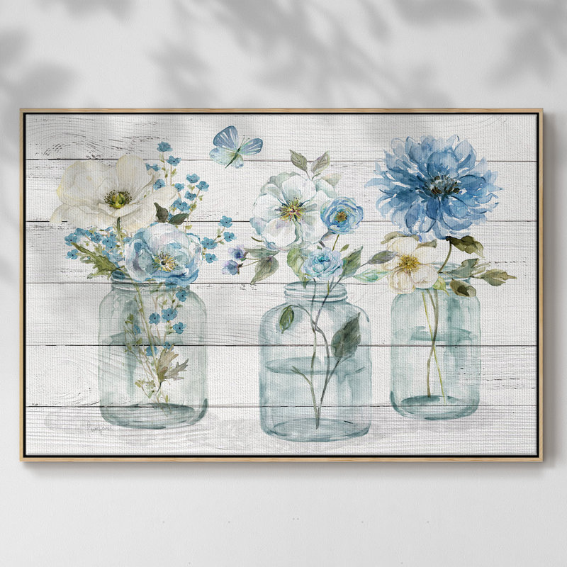 «Bottled Blues», reproduction d'art sur toile, H 27 po x l 41 po x P 2 po, Bois naturel
