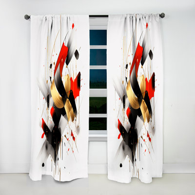 Harith Red Black Abstract Dreamscape III - Shapes Curtain - Velvet Room Darkening - 1 panel