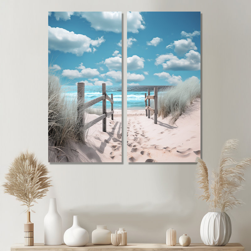 Plage, paysage marin, rêves, chemin I - impressions côtières turquoise sur toile, H 40 po x l 40 po, Toile tendue