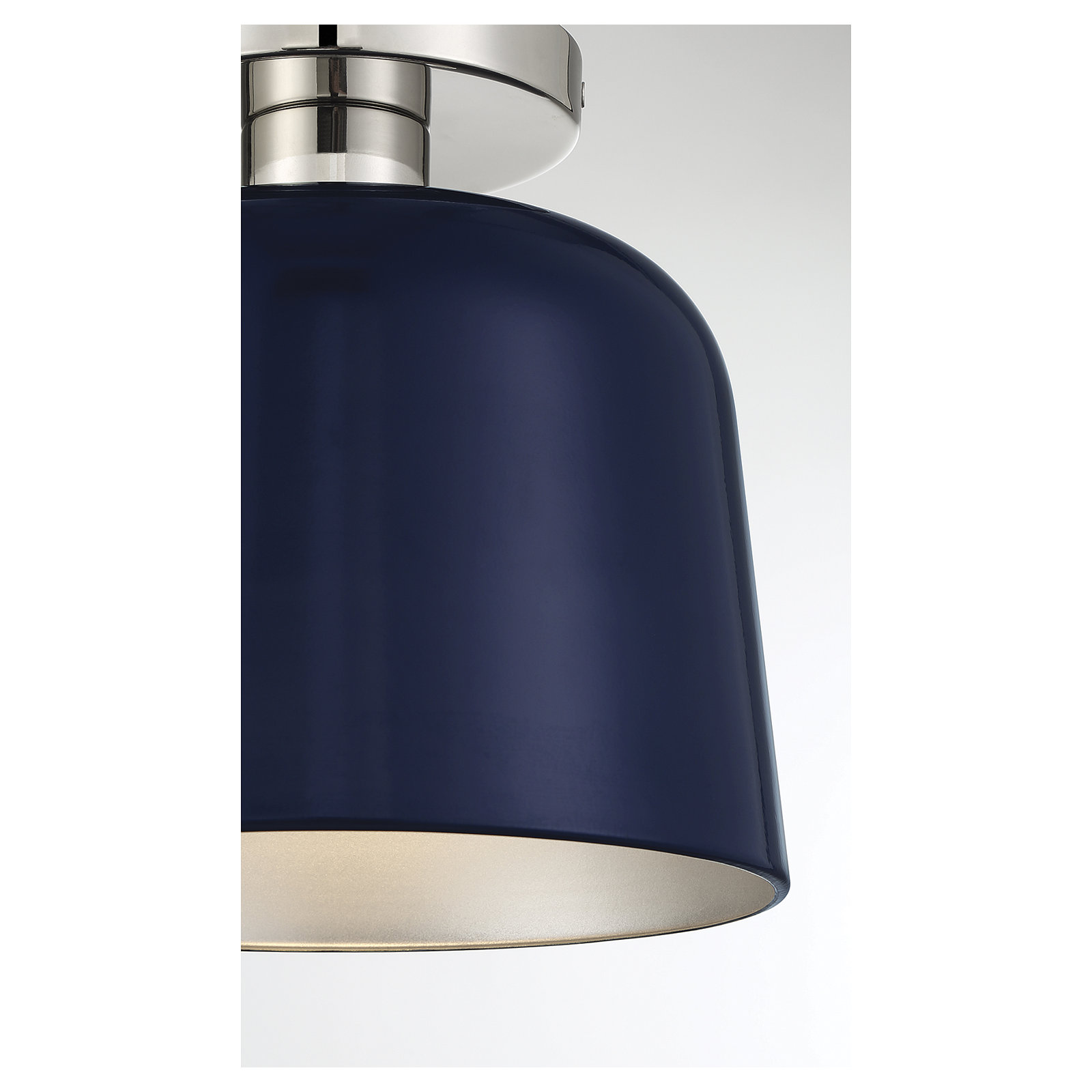 Che Single Light Semi Flush Mount, Blue, Polished Nickel