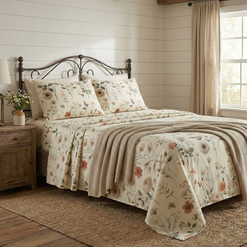 Ensemble de draps Dadalogy Bedding Enchanted Meadow, Ensemble de draps pour très grand lit avec 2 taie