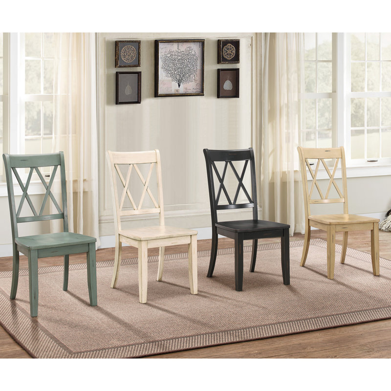 Casual Dining Room Side Chairs with Transitional Double-X Back Design, Black