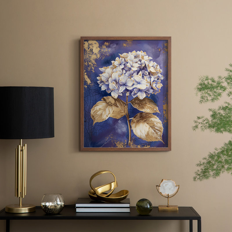 Série FLORAL CCXV - reproduction encadrée de qualité supérieure - prête à être accrochée - aucun clou requis, Cadre noyer