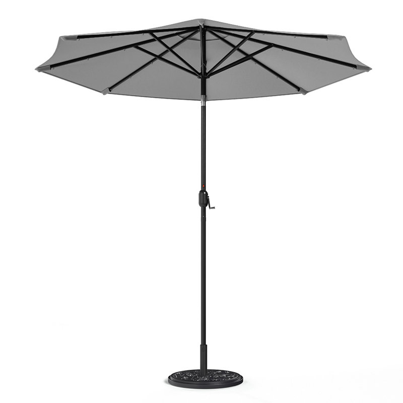Aislynn 3m Traditional Parasol with LED Light, Light Grey