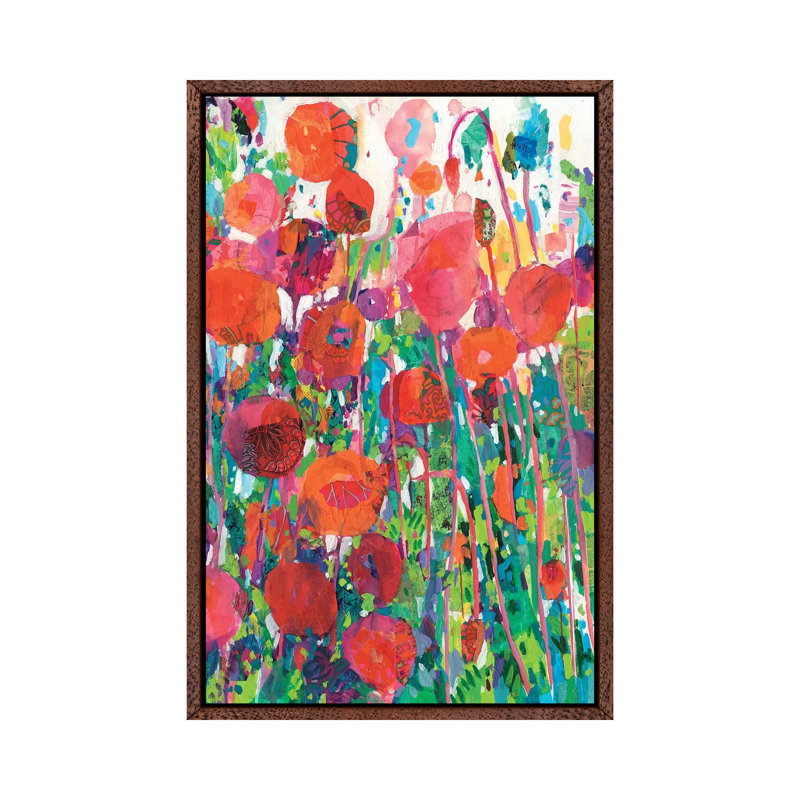 Vivid Poppy Collage II 1 Piece Wall Art on Canvas, 101.6 cm H x 66.04 cm W, Classic Wood Framed