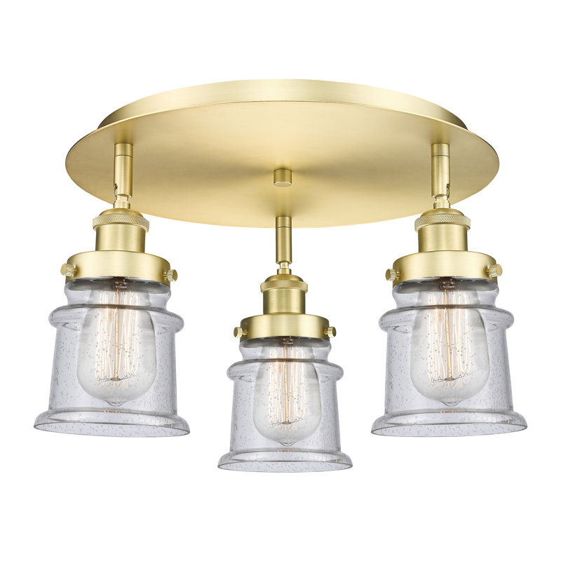 Alvi Glass Flush Mount, Seedy, Satin Gold