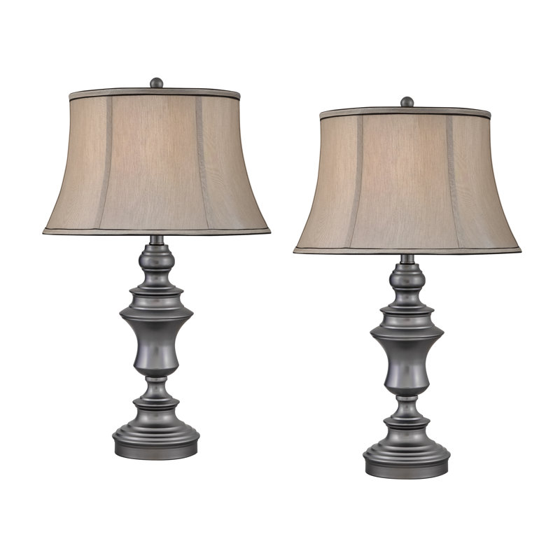 Forza -  28" Gunmetal Touch Switch Table Lamp with USB Ports