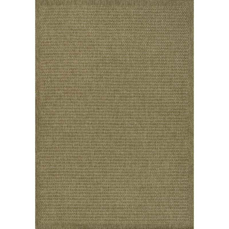 Maxine Easy Jute Contemporary Border Boho Fine Rib Weave Indoor/Outdoor Rug, Natural, Rectangle 7'9" x 10'