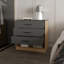 Commode à 3 tiroirs et tablette ouverte en chêne naturel et gris mat