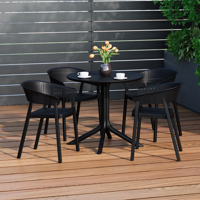 Ensemble repas extérieur pour 4 personnes, Noir