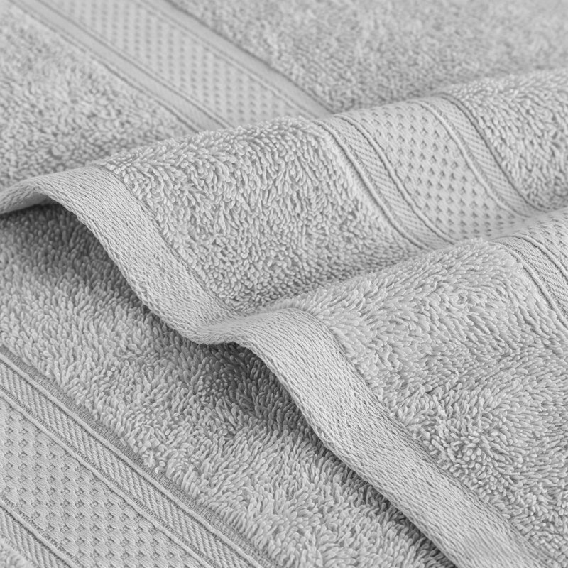 Serviette 100% coton doux absorbant avec bordure Dobby, serviette double torsadée 1 pièce, hand towel: 30"L X 16"W, Soft Gray