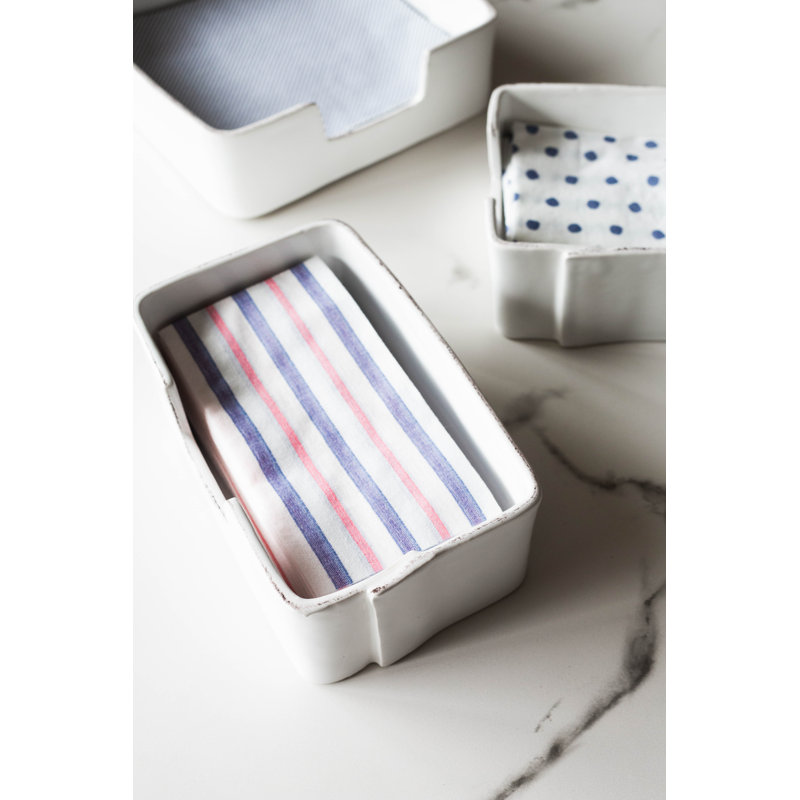 Lastra White Napkin Holder, 3.25" H x 6" W x 6" D