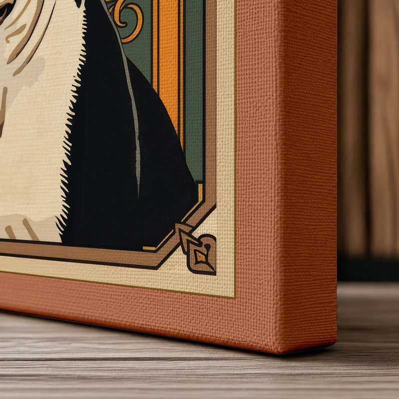 Boston Terrier Art Deco - Wrapped Canvas, 30x20 - 76.2 x 50.8 cm, Terracotta Border