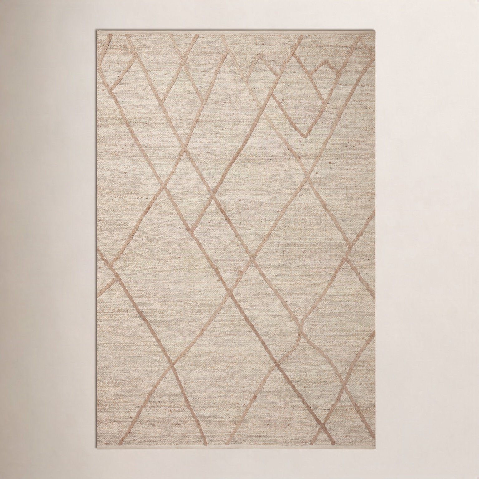 Albemarie Ivory Natural Hand-Woven Geometric Rug, Rectangle 2' x 5'