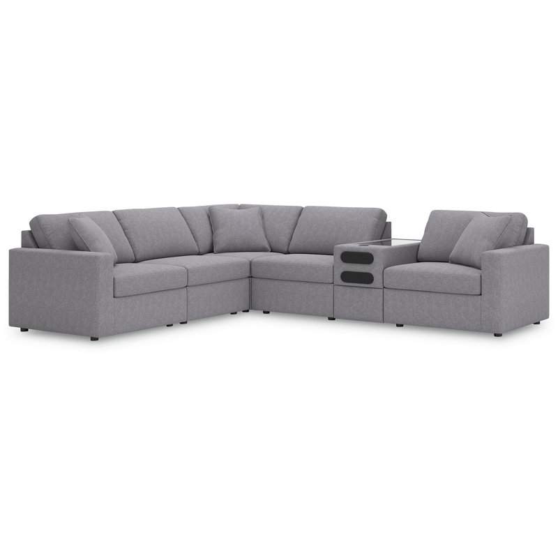 Braintree 6-Piece Sectional With Audio Console, Gray Polyester