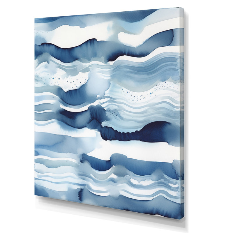 Abstrait classique vagues bleues IV, Toile tendue, H 40 po x l 30 po x P 1,5 po