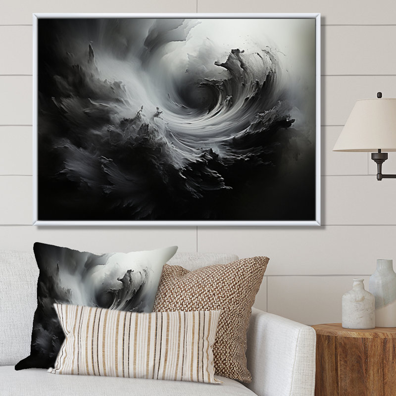 Impression sur toile «Gray Tempest Dance In Storm II - Storms», Cadre flottant blanc, H 30 po x l 40 po x P 1,5 po
