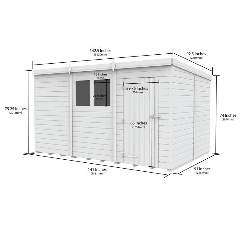 12x8 Pent Composite Shed